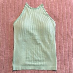 Mint Green Ribbed Halter Top